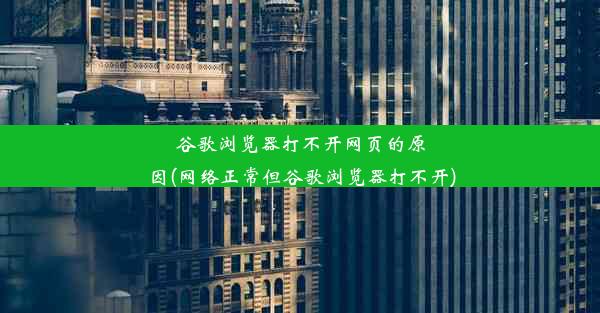 谷歌浏览器打不开网页的原因(网络正常但谷歌浏览器打不开)