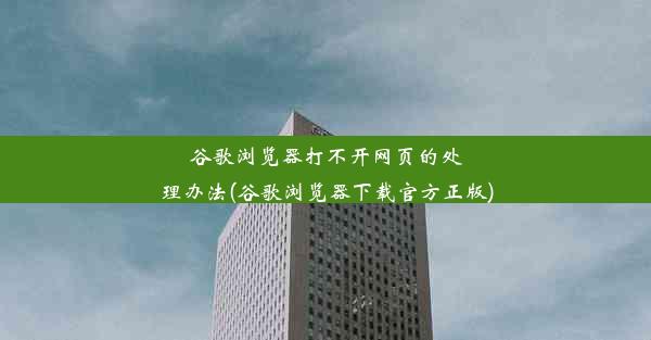 谷歌浏览器打不开网页的处理办法(谷歌浏览器下载官方正版)