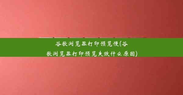 谷歌浏览器打印预览慢(谷歌浏览器打印预览失败什么原因)