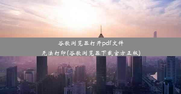 谷歌浏览器打开pdf文件无法打印(谷歌浏览器下载官方正版)