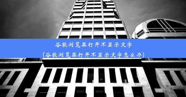 谷歌浏览器打开不显示文字(谷歌浏览器打开不显示文字怎么办)