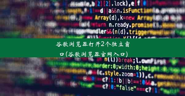 谷歌浏览器打开2个独立窗口(谷歌浏览器官网入口)