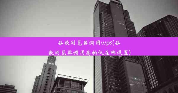 谷歌浏览器调用wps(谷歌浏览器调用高拍仪在哪设置)