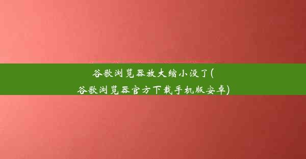 谷歌浏览器放大缩小没了(谷歌浏览器官方下载手机版安卓)